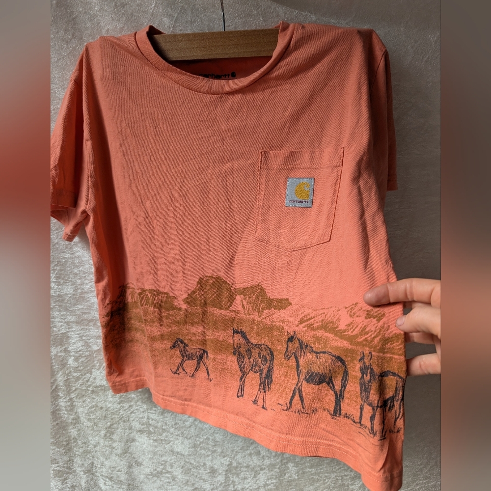 Carhartt Kids XL Heard Horses Pocket Tee NWOT